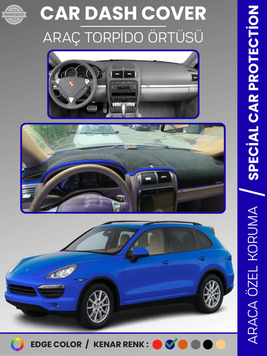 PORSCHE CAYENNE (2002-2010) Uyumlu Torpido Örtüsü Araca Özel Ön Göğüs Koruma