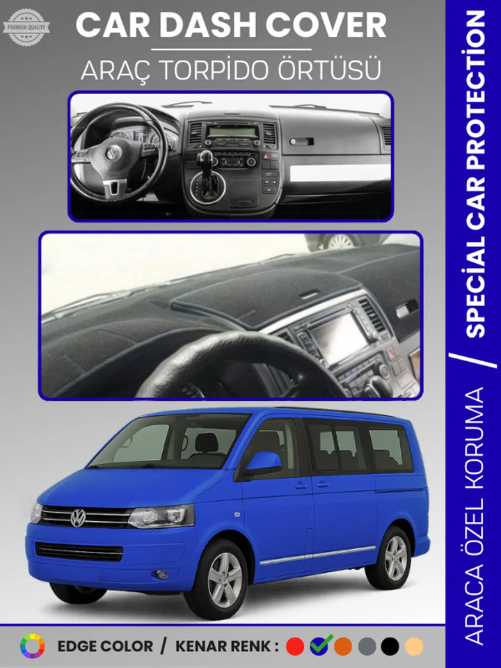 VOLKSWAGEN TRANSPORTER T5 (2003-2016) Uyumlu Torpido Örtüsü Araca Özel Ön Göğüs Koruma