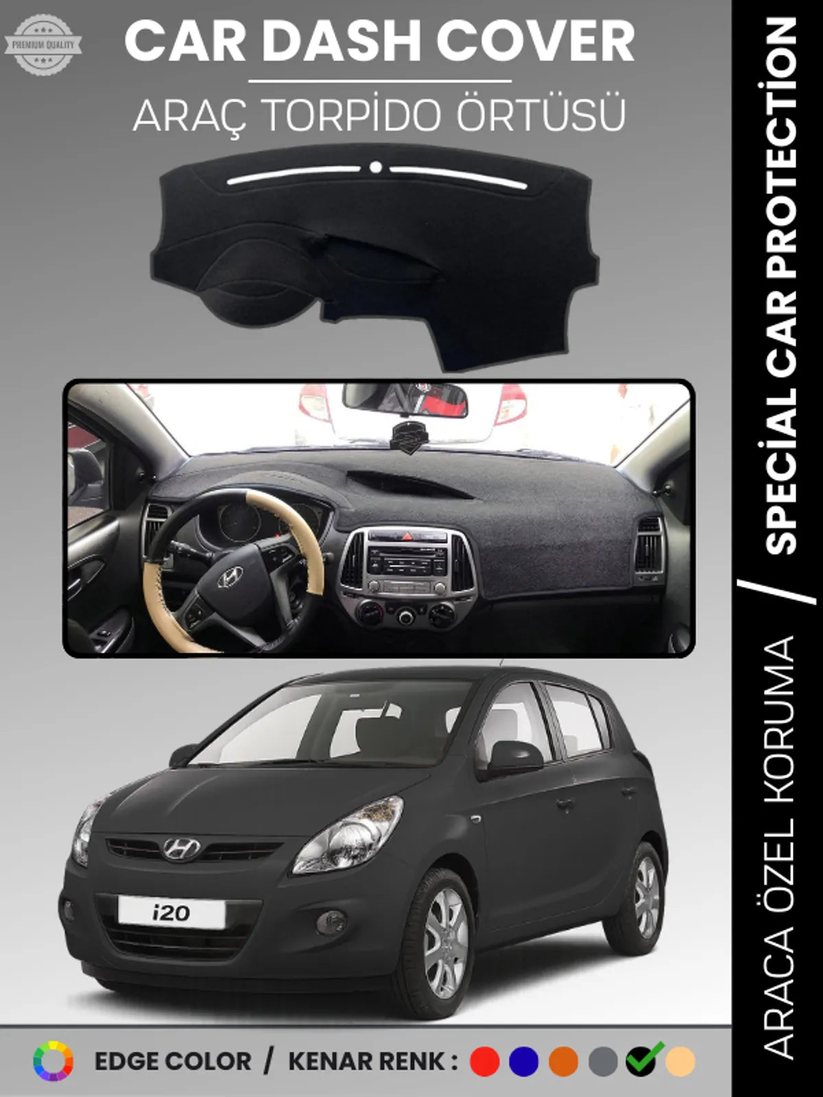 HYUNDAİ İ20 (2008-2014) Uyumlu Torpido Örtüsü Araca Özel Ön Göğüs Koruma