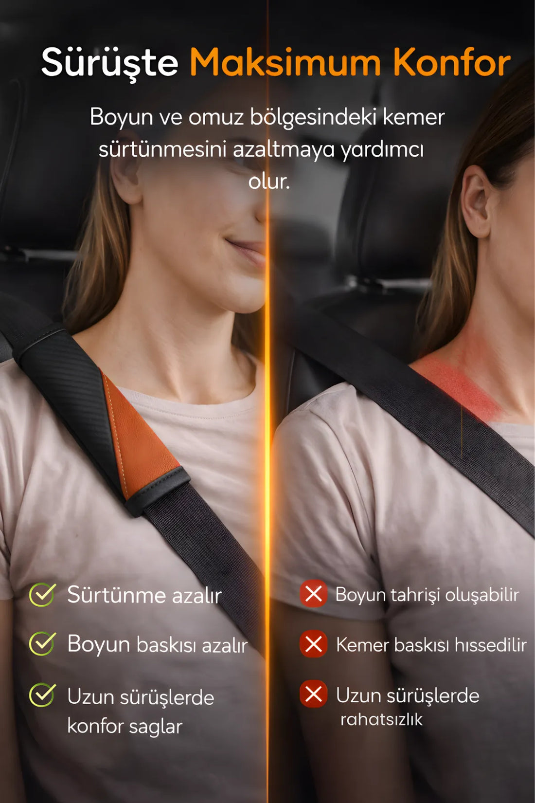 Emniyet Kemeri Kılıfı 2 Adet Deri Carbon Yumuşak Dolgulu