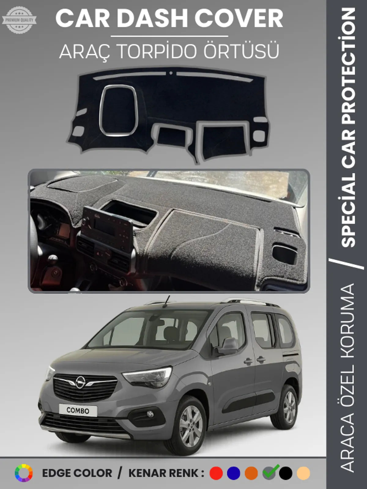 OPEL COMBO E (2018-2025) Uyumlu Torpido Örtüsü Araca Özel Ön Göğüs Koruma