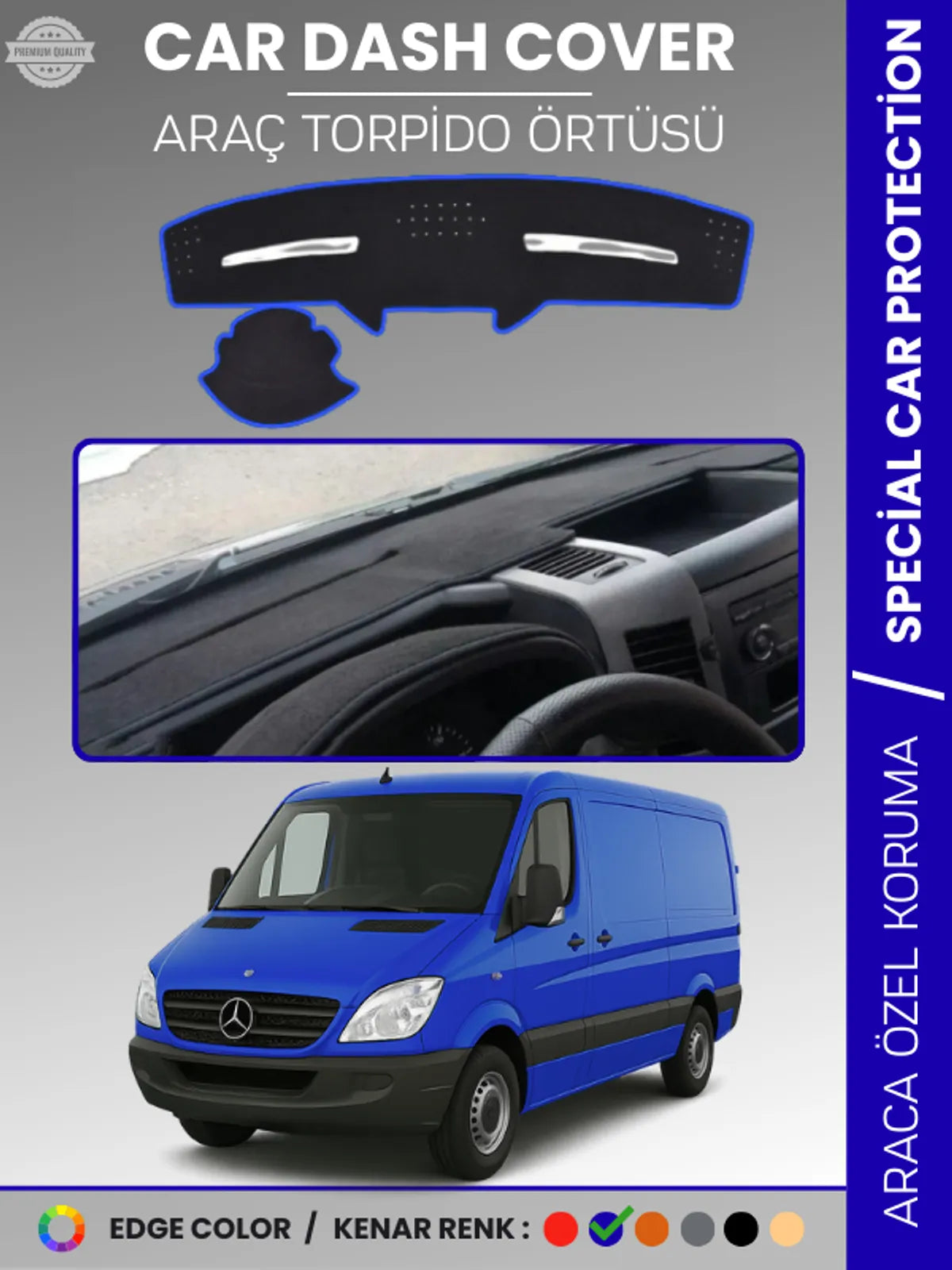 MERCEDES SPRINTER W906 (2006-2018) Uyumlu Torpido Örtüsü Araca Özel Ön Göğüs Koruma