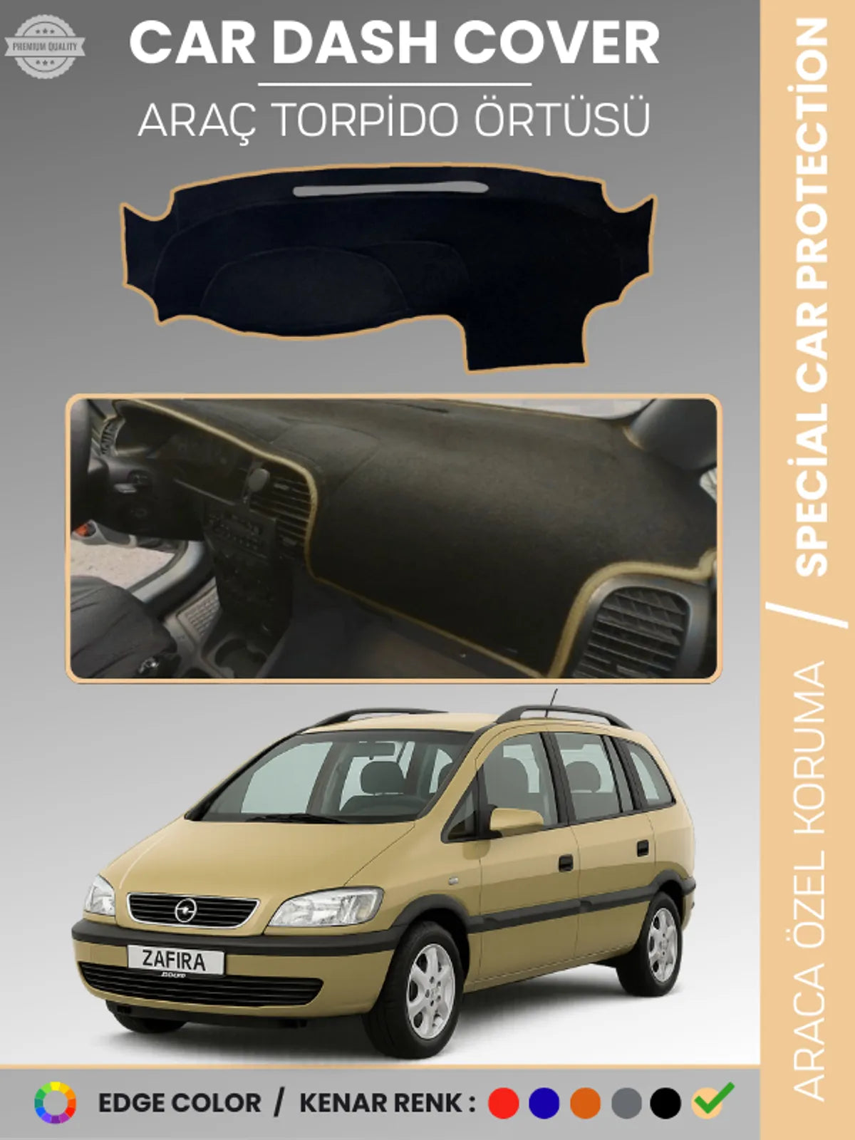 OPEL ZAFİRA A (1999-2003) Uyumlu Torpido Örtüsü Araca Özel Ön Göğüs Koruma