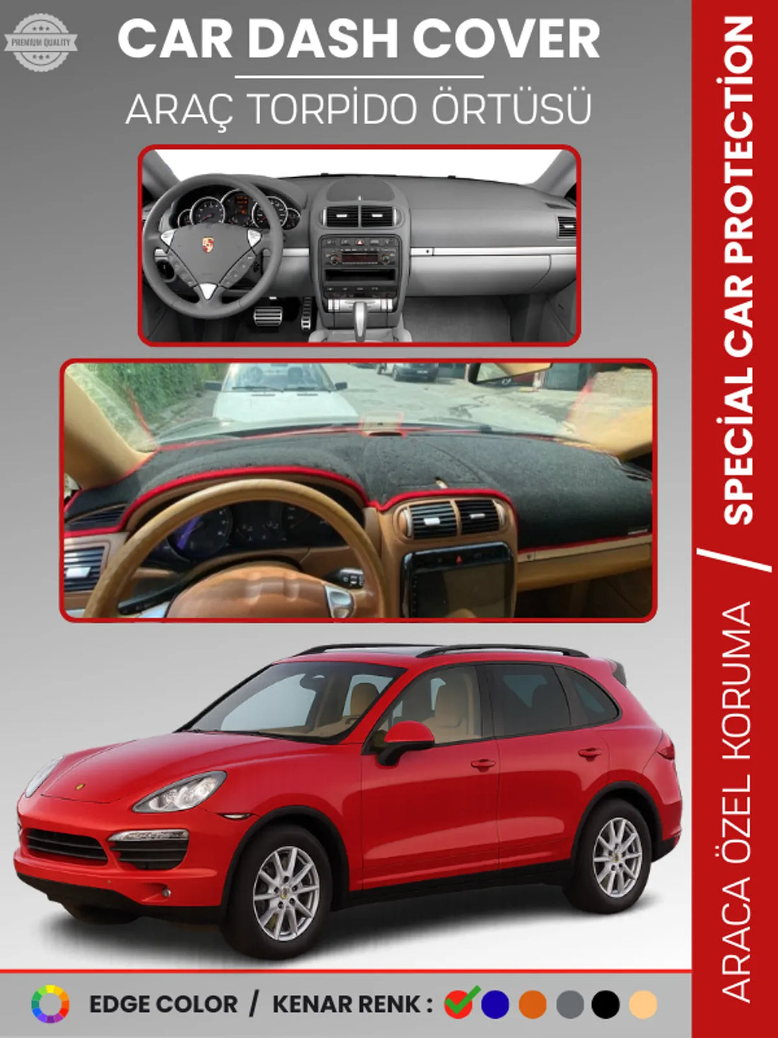 PORSCHE CAYENNE (2002-2010) Uyumlu Torpido Örtüsü Araca Özel Ön Göğüs Koruma