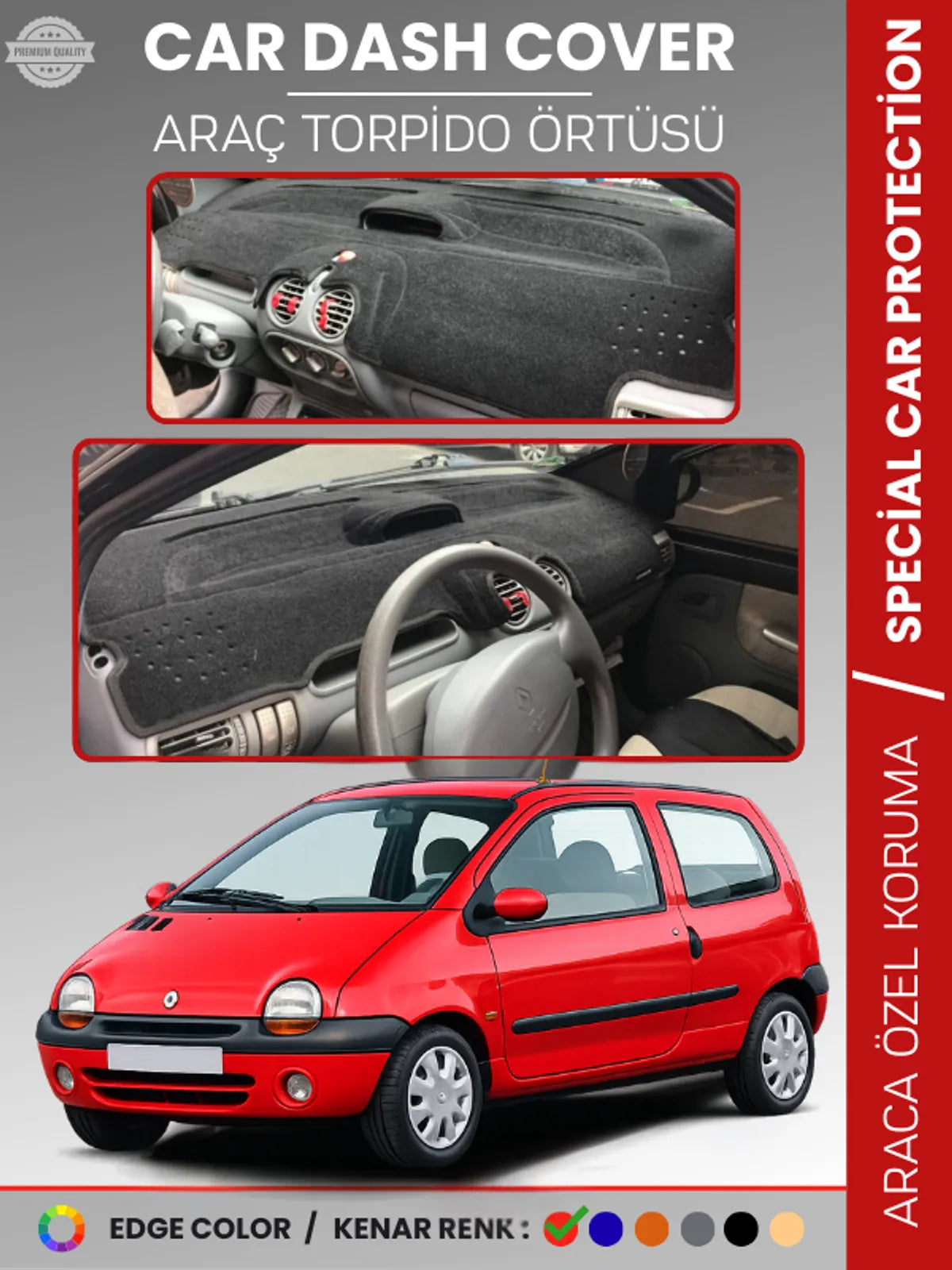 RENAULT TWINGO 1 (1998-2007) Uyumlu Torpido Örtüsü Araca Özel Ön Göğüs Koruma