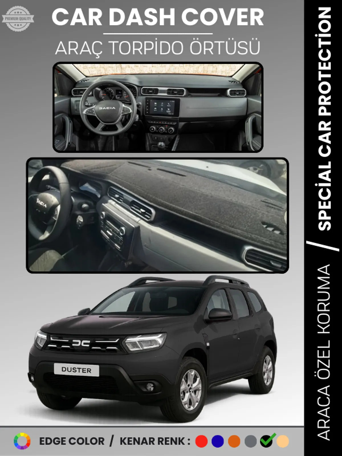 DACIA DUSTER (2023+) Uyumlu Torpido Örtüsü Araca Özel Ön Göğüs Koruma
