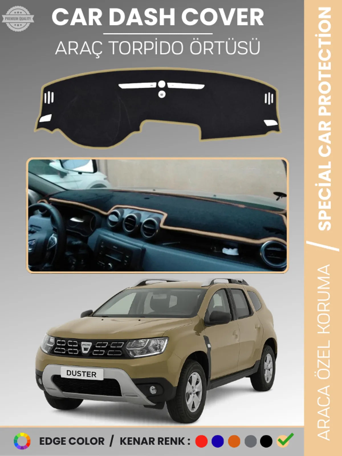 DACIA DUSTER (2018-2020) Uyumlu Torpido Örtüsü Araca Özel Ön Göğüs Koruma