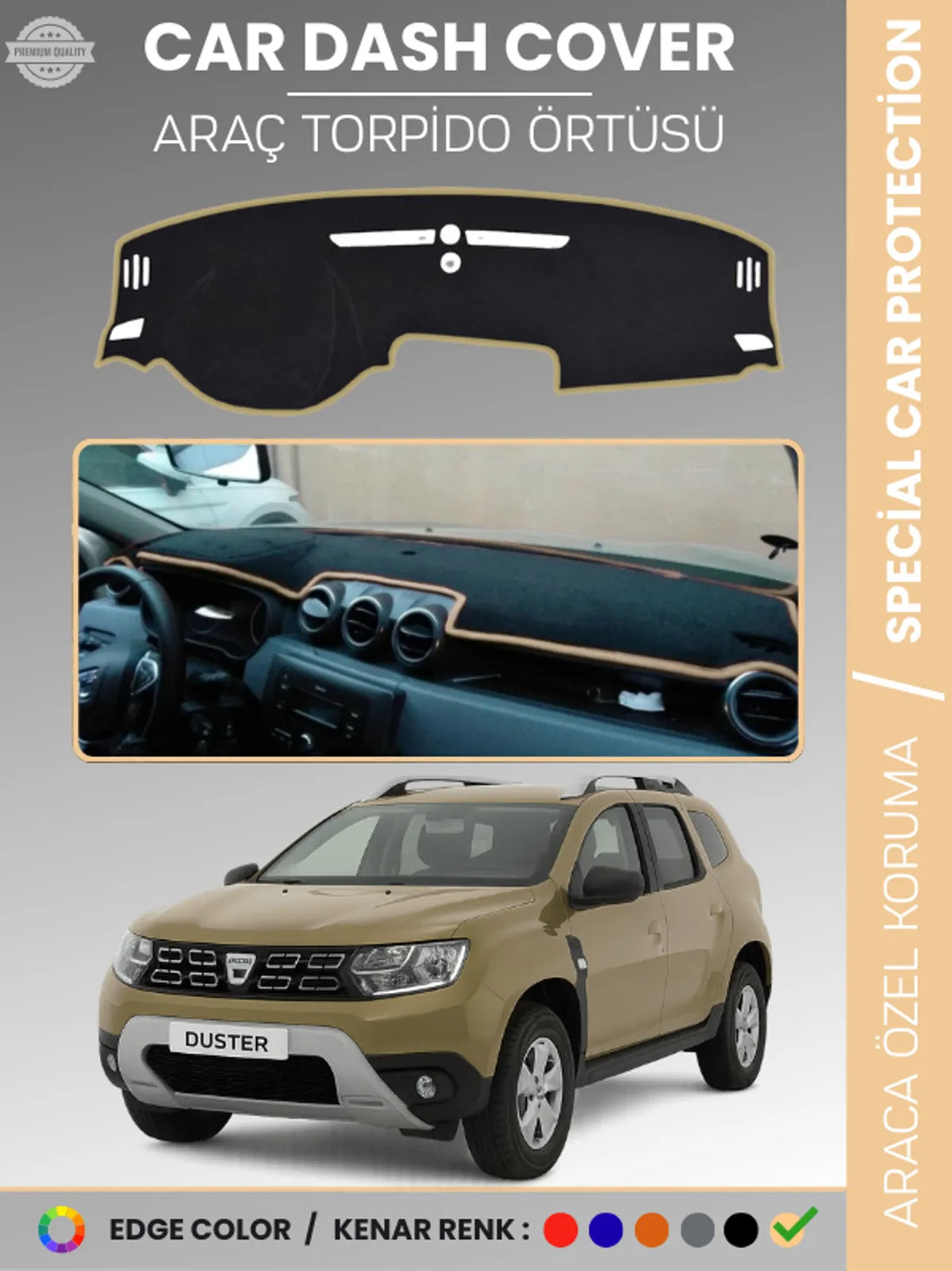 DACIA DUSTER (2018-2020) Uyumlu Torpido Örtüsü Araca Özel Ön Göğüs Koruma