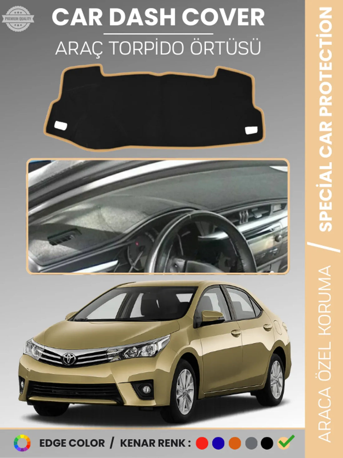 TOYOTA COROLLA E170 (2013-2019) Uyumlu Torpido Örtüsü Araca Özel Ön Göğüs Koruma
