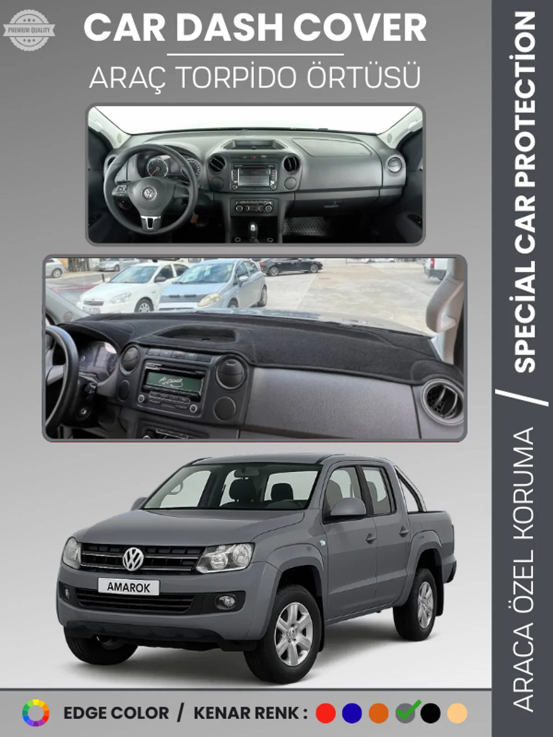 VOLKSWAGEN AMAROK (2009-2016) Uyumlu Torpido Örtüsü Araca Özel Ön Göğüs Koruma