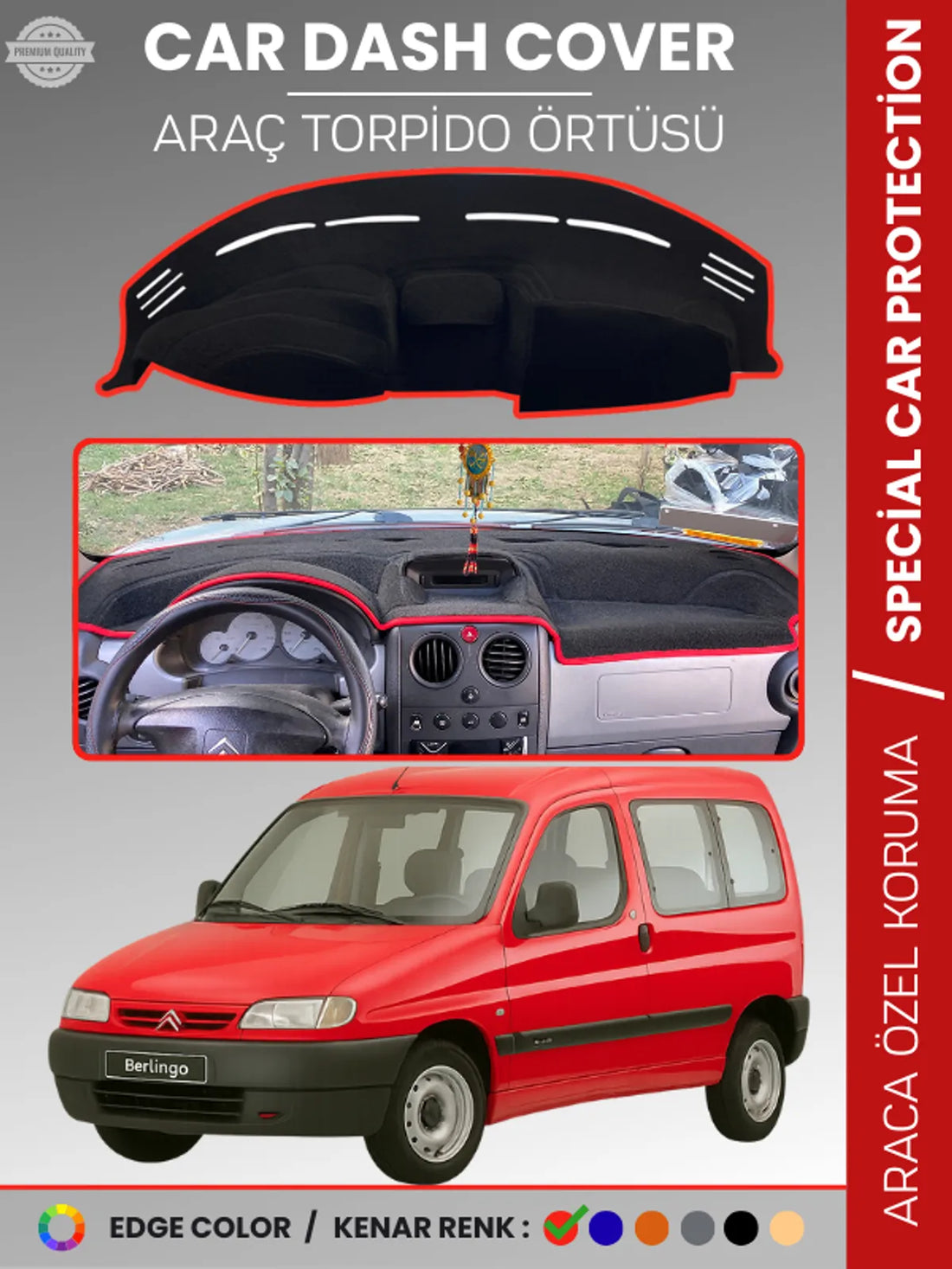 CITROEN Berlingo (1996-2001) Uyumlu Torpido Örtüsü Araca Özel Ön Göğüs Koruma