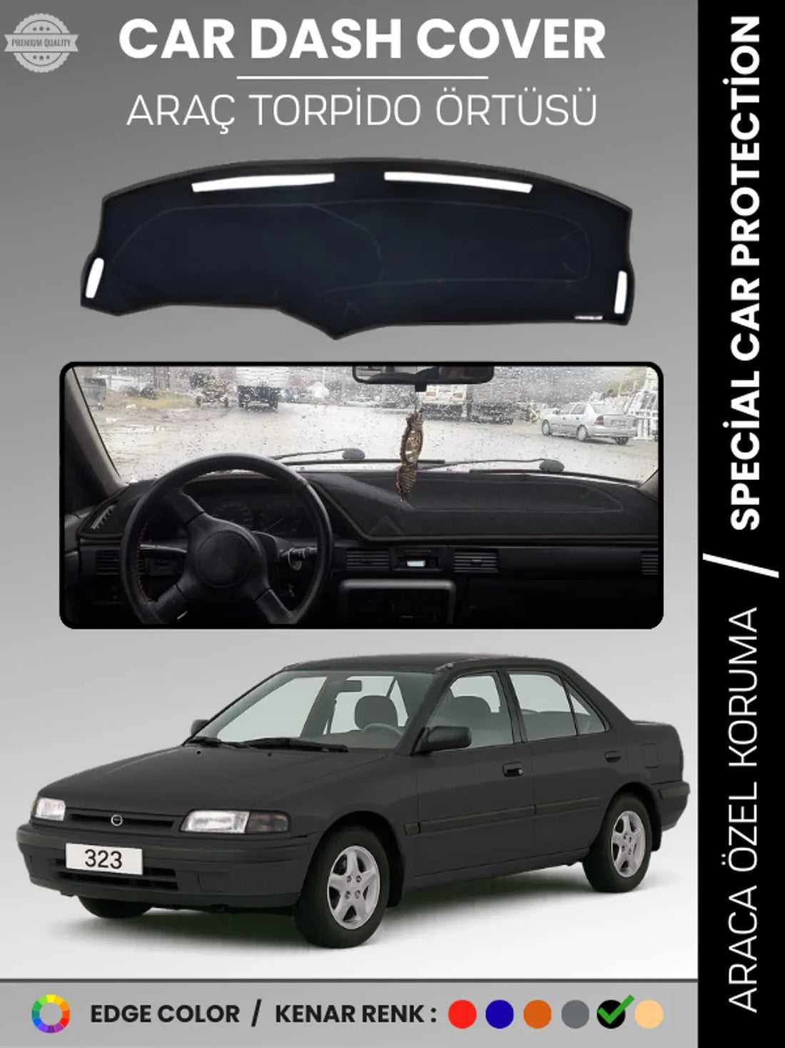 MAZDA 323 (1991-1995) Uyumlu Torpido Örtüsü Araca Özel Ön Göğüs Koruma