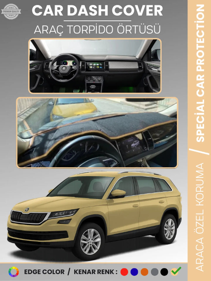 SKODA KODIAQ (2017-2022) Uyumlu Torpido Örtüsü Araca Özel Ön Göğüs Koruma