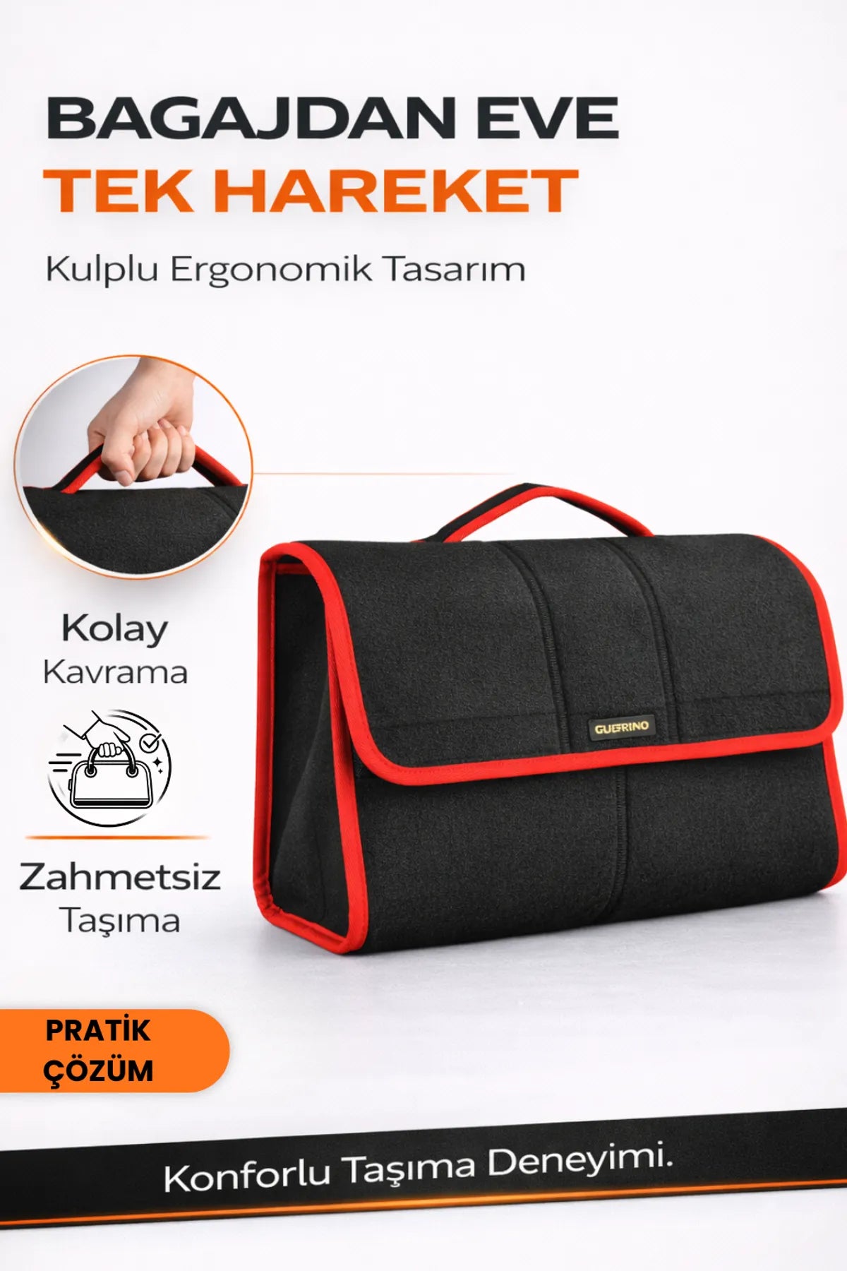 Oto Bagaj Çantası L Boy Kaymaz Cırt Bantlı Velur Kompakt Düzenleyici
