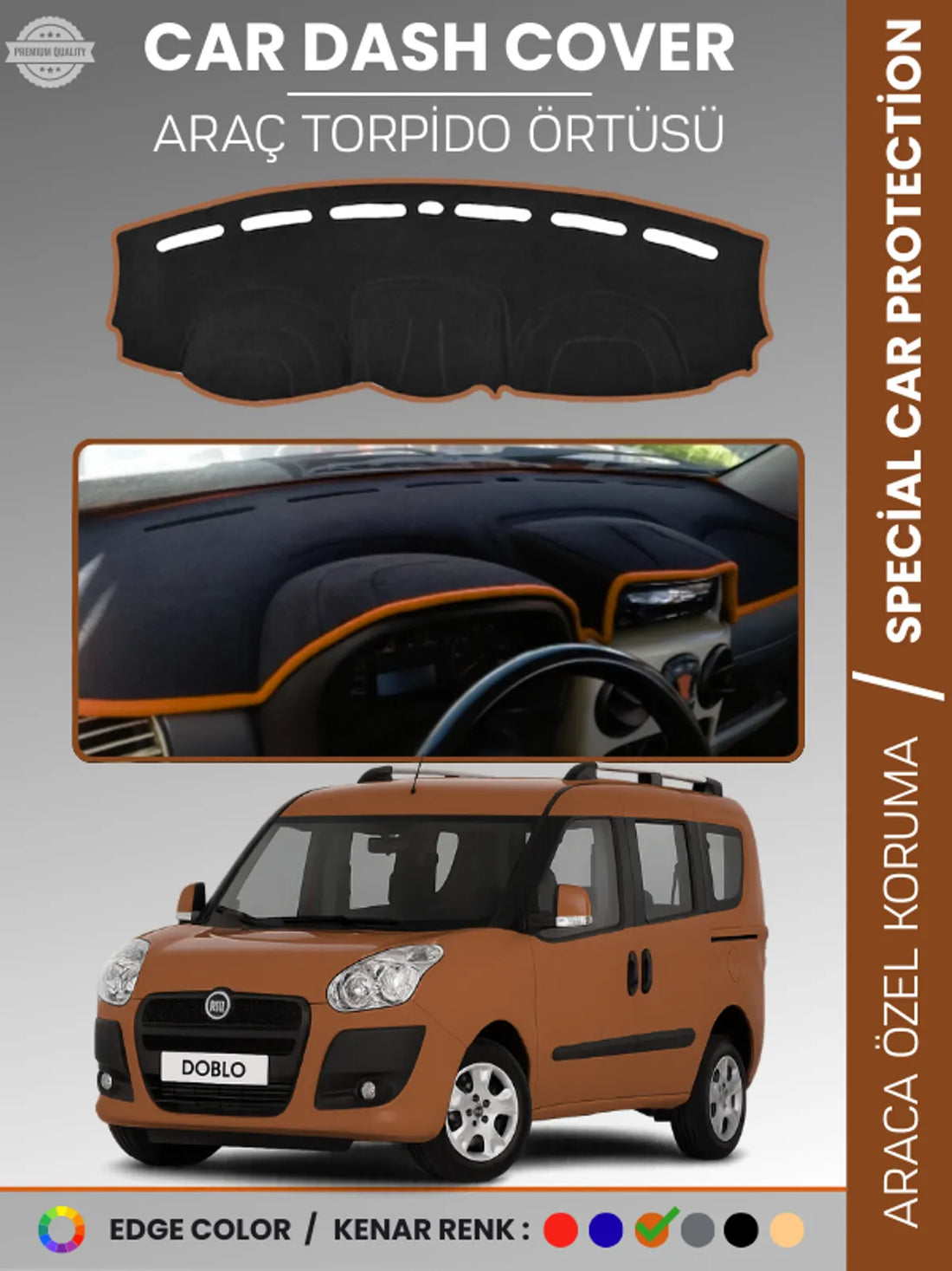 FIAT DOBLO D3 (2009-2013) Uyumlu Torpido Örtüsü Araca Özel Ön Göğüs Koruma