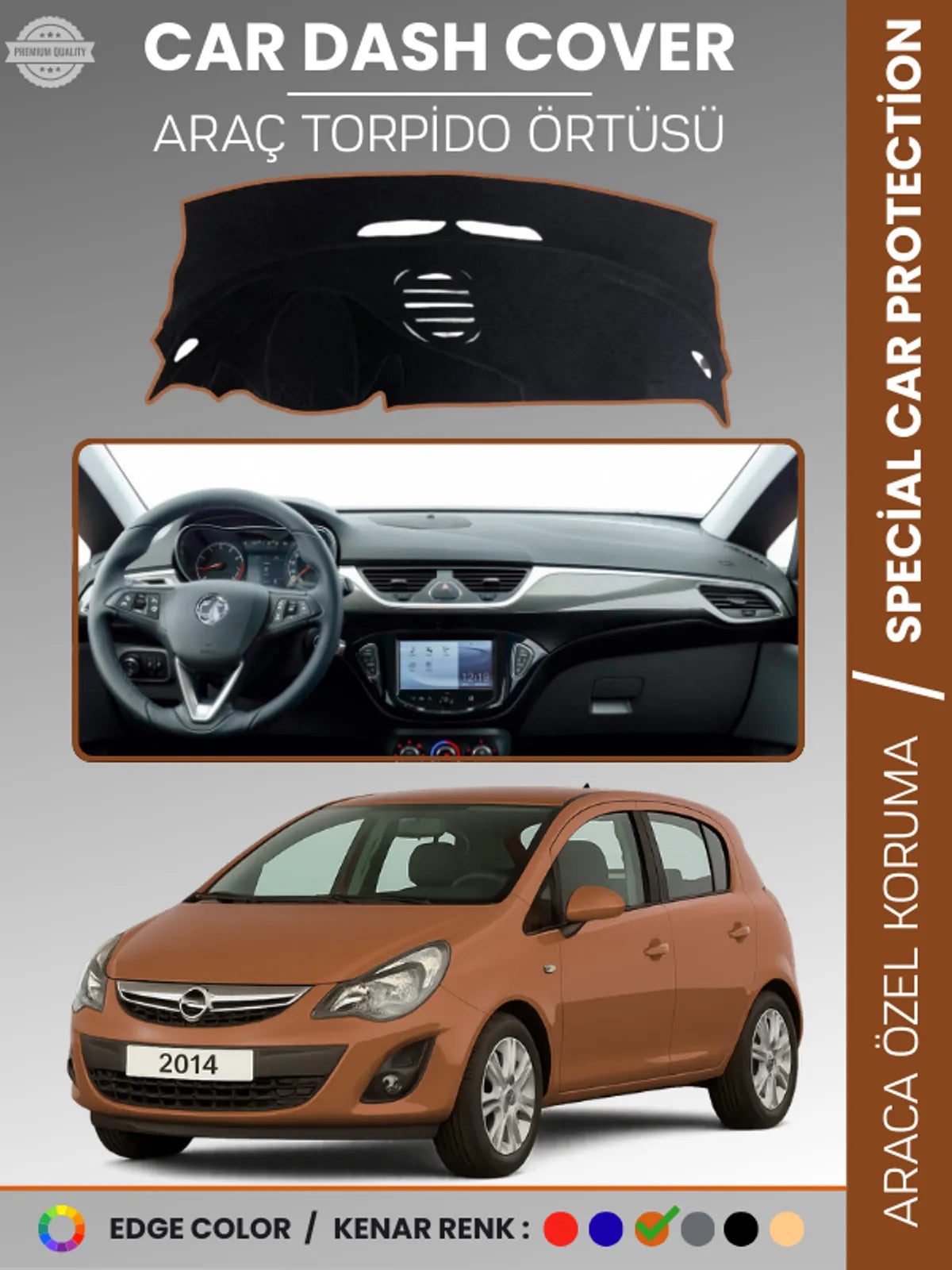 OPEL CORSA E (2013-2019) Uyumlu Torpido Örtüsü Araca Özel Ön Göğüs Koruma