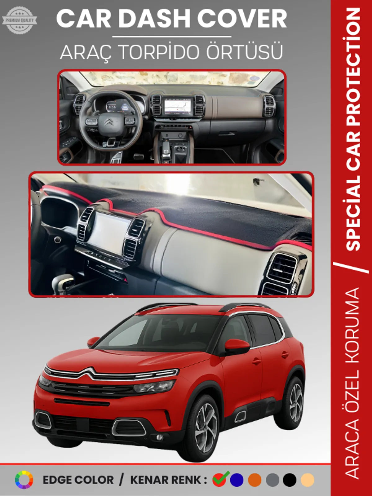 CITROEN C5 AIRCROSS (2018-2025) Uyumlu Torpido Örtüsü Araca Özel Ön Göğüs Koruma