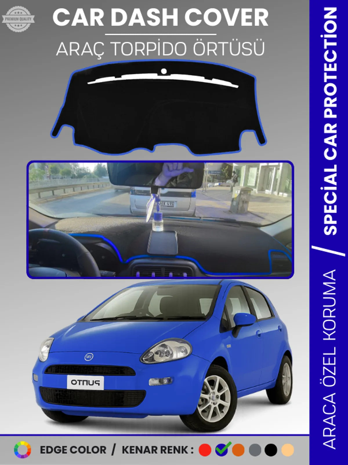 FIAT PUNTO GRANDE (2005-2018) Uyumlu Torpido Örtüsü Araca Özel Ön Göğüs Koruma