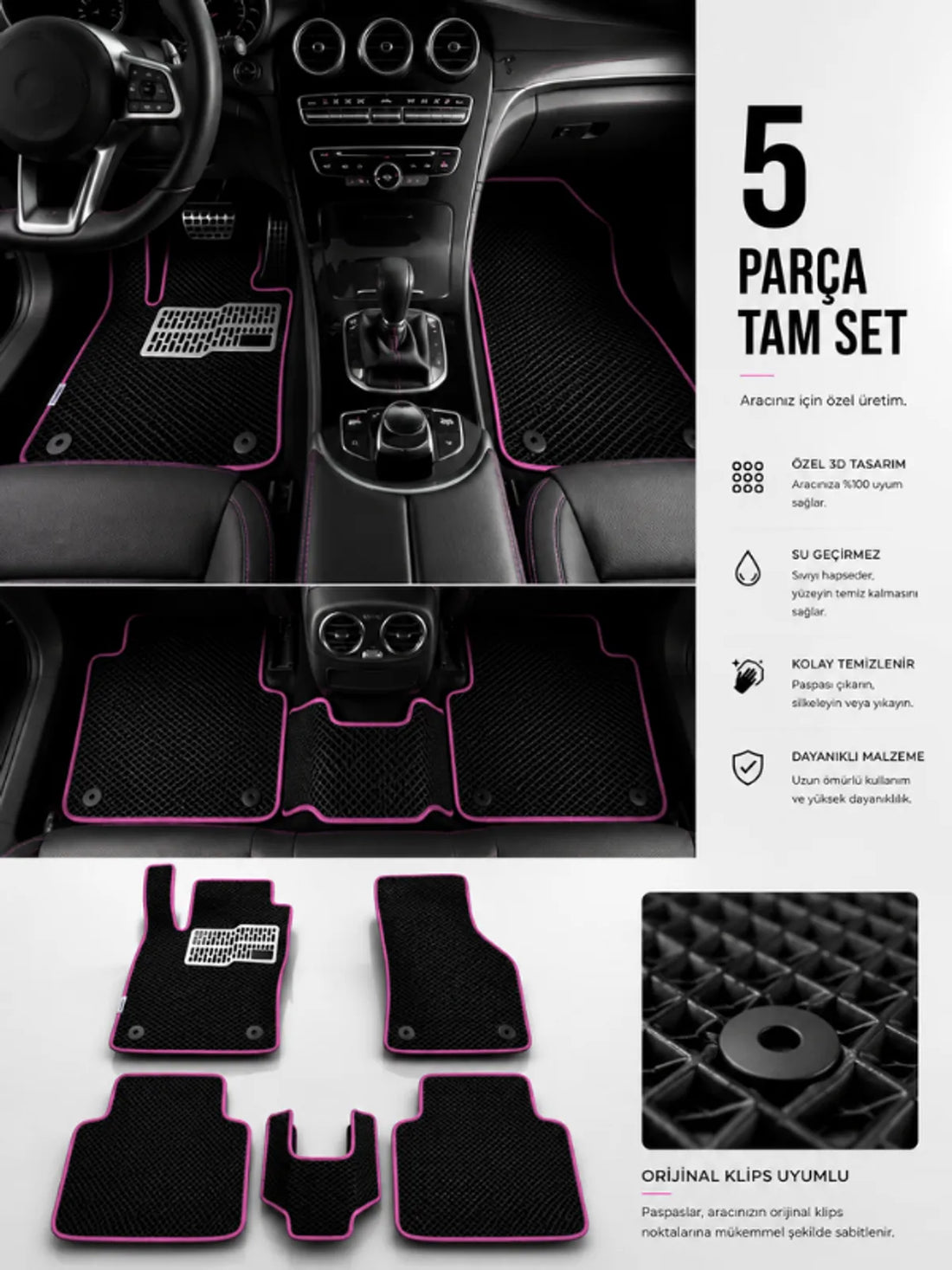 Renault Clio 4 (2012-2019) Araca Özel EVA Oto Paspas Seti Topukluk Dahil Tam Set