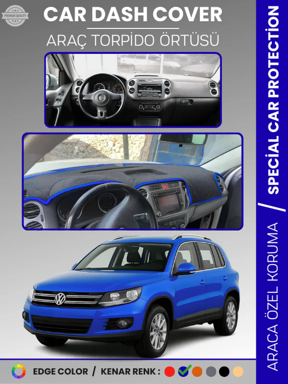 VOLKSWAGEN TIGUAN (2007-2015) Uyumlu Torpido Örtüsü Araca Özel Ön Göğüs Koruma