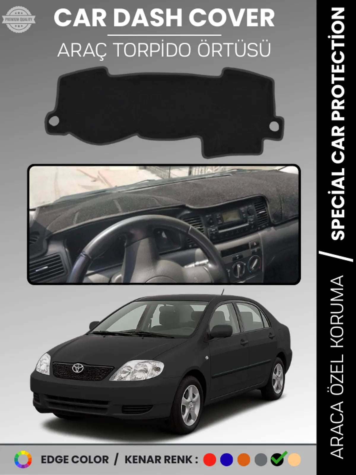 TOYOTA COROLLA E120 (2002-2007) Uyumlu Torpido Örtüsü Araca Özel Ön Göğüs Koruma