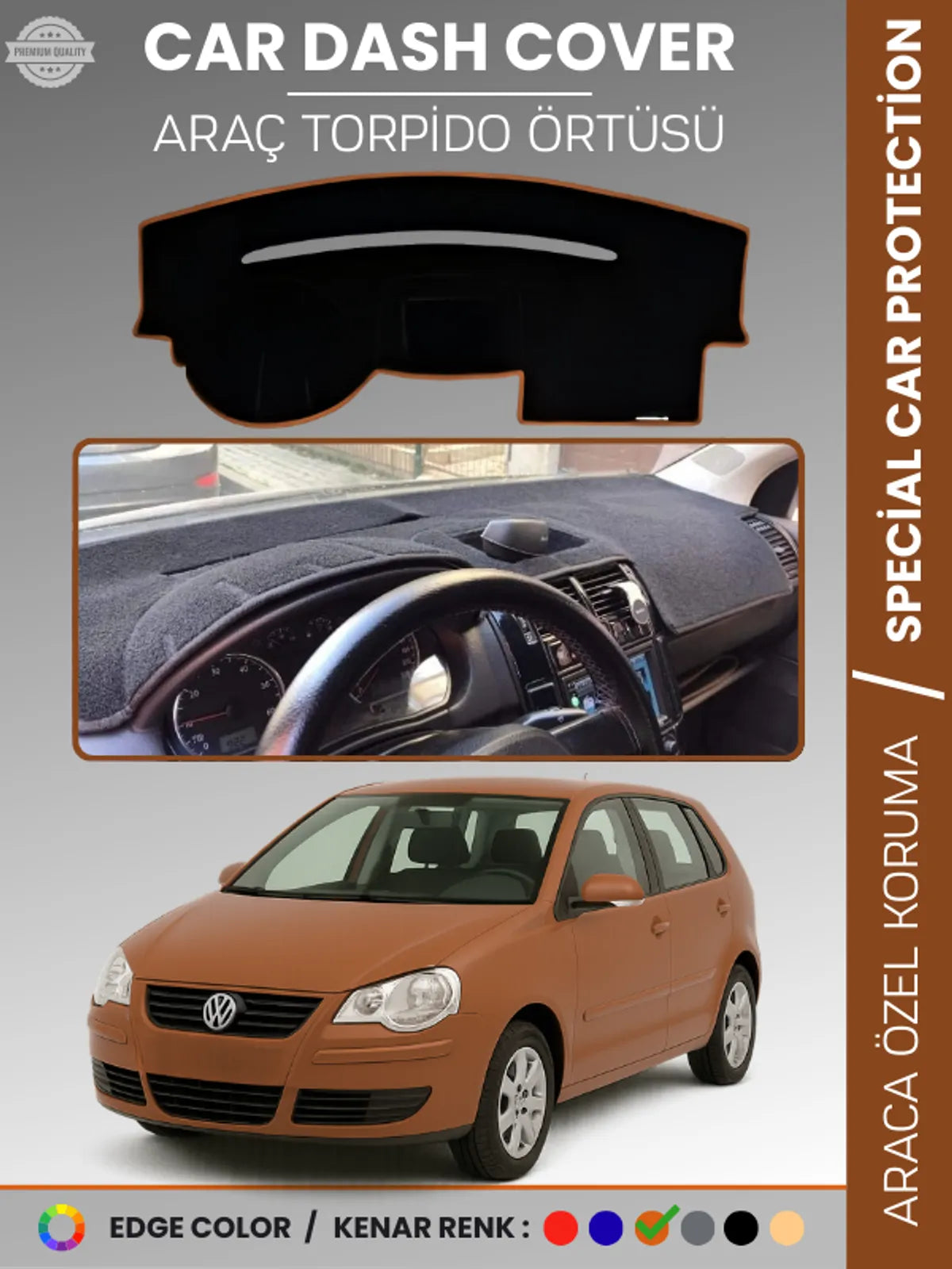 VOLKSWAGEN POLO ÇUKURLU GÖĞÜS (2001-2009) Uyumlu Torpido Örtüsü Araca Özel Ön Göğüs Koruma