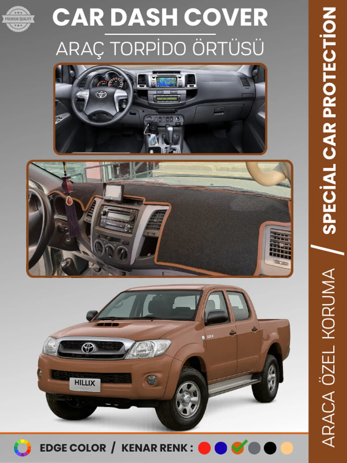 TOYOTA HILUX (2005-2014) Uyumlu Torpido Örtüsü Araca Özel Ön Göğüs Koruma