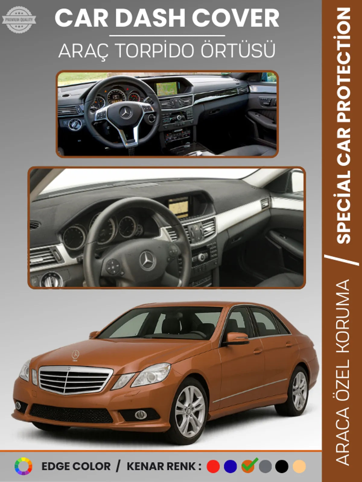 MERCEDES E200 / E220 / E250 / E300 W212 (2009-2016) Uyumlu Torpido Örtüsü Araca Özel Ön Göğüs Koruma