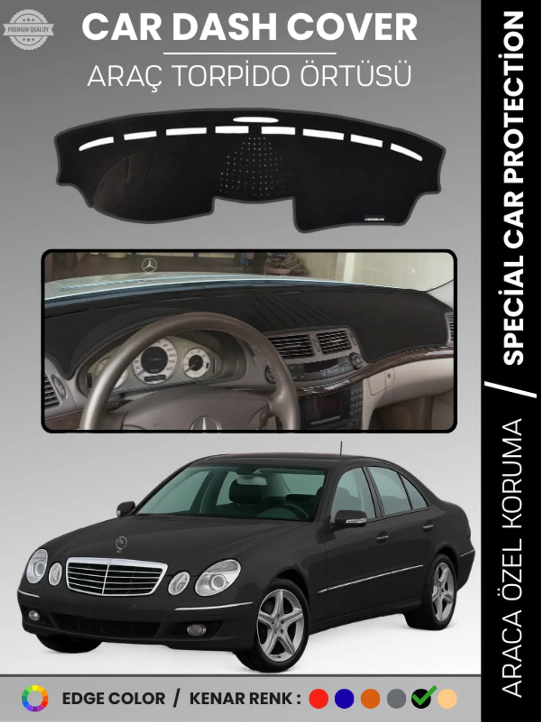 MERCEDES E200 / E220 / E240 / E270 W211 (2002-2009) Uyumlu Torpido Örtüsü Araca Özel Ön Göğüs Koruma