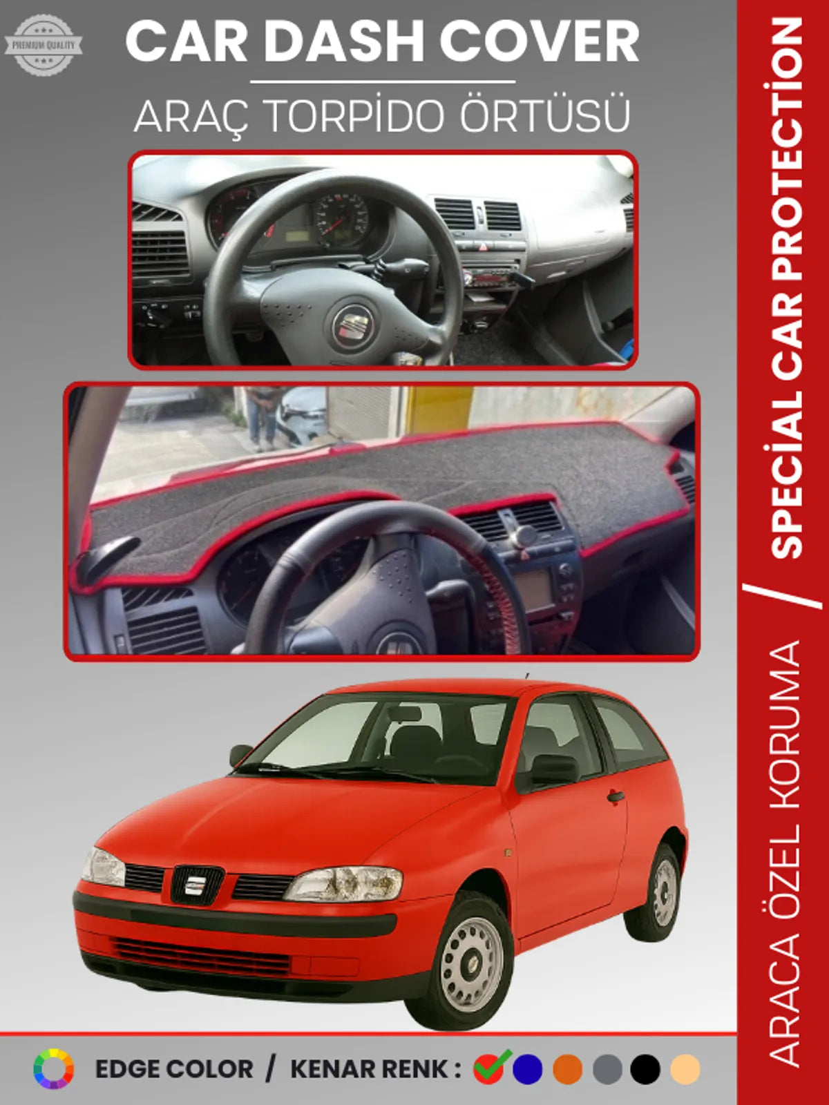SEAT İBİZA (1998-2001) Uyumlu Torpido Örtüsü Araca Özel Ön Göğüs Koruma