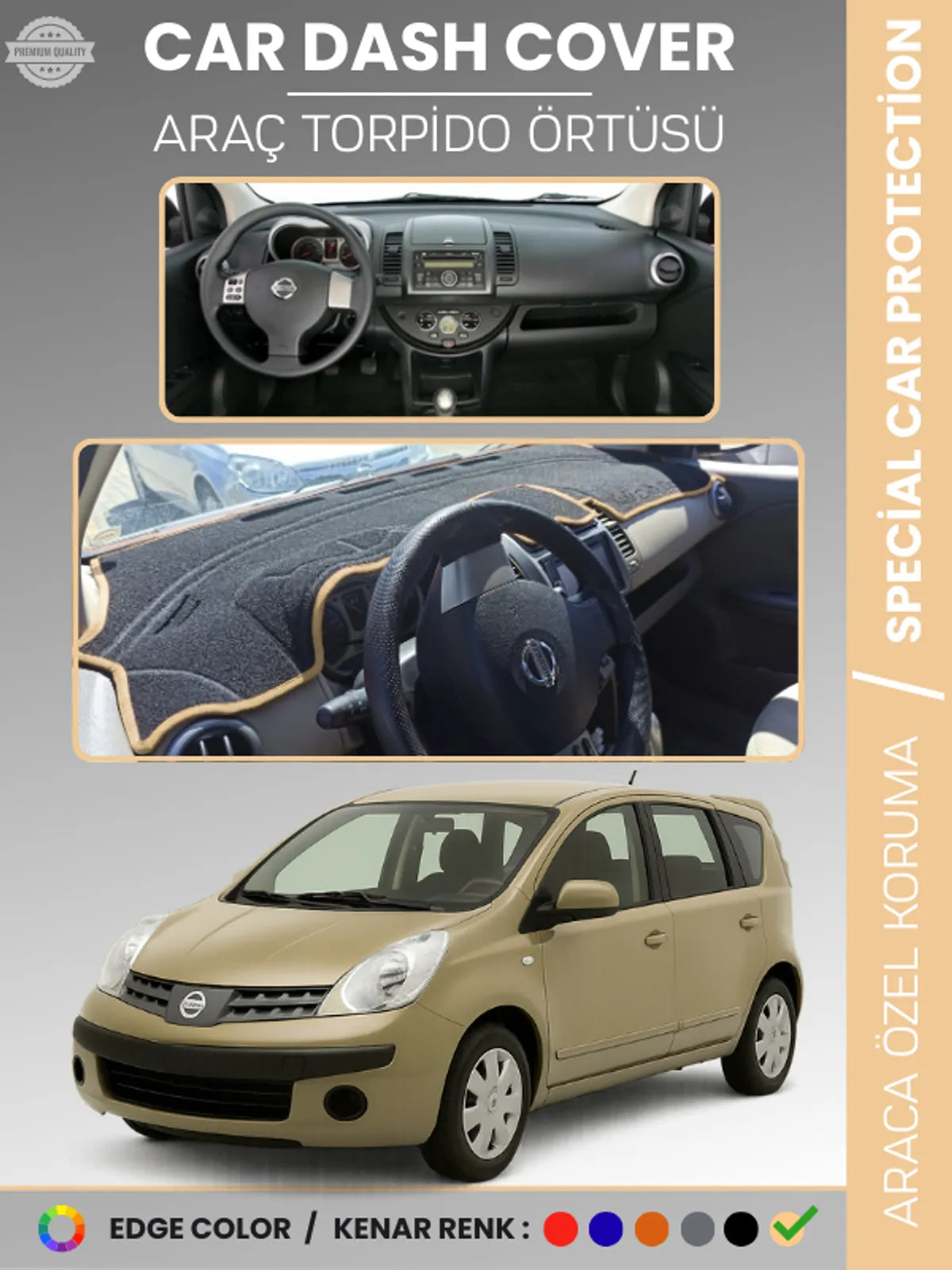 NİSSAN NOTE E11 (2005-2009) Uyumlu Torpido Örtüsü Araca Özel Ön Göğüs Koruma