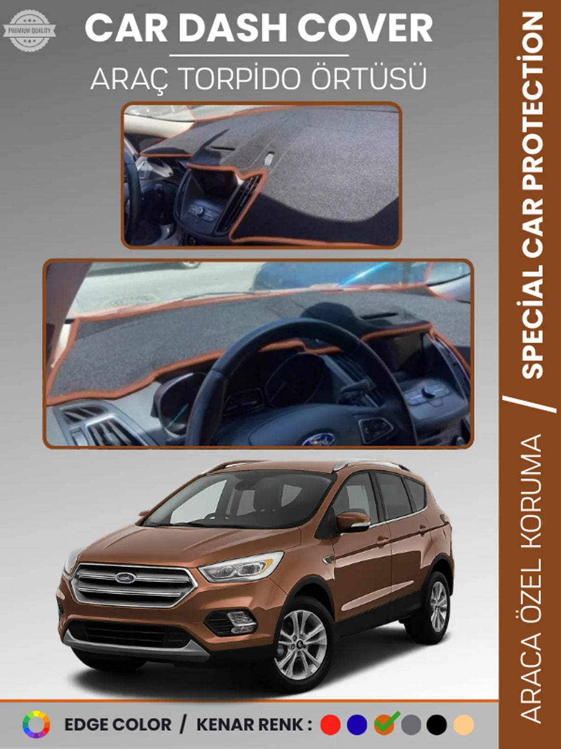 FORD KUGA (2015-2019) Uyumlu Torpido Örtüsü Araca Özel Ön Göğüs Koruma