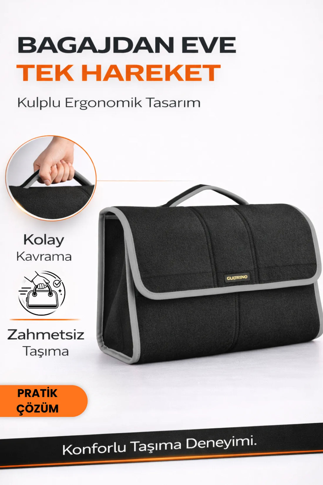 Oto Bagaj Çantası L Boy Kaymaz Cırt Bantlı Velur Kompakt Düzenleyici