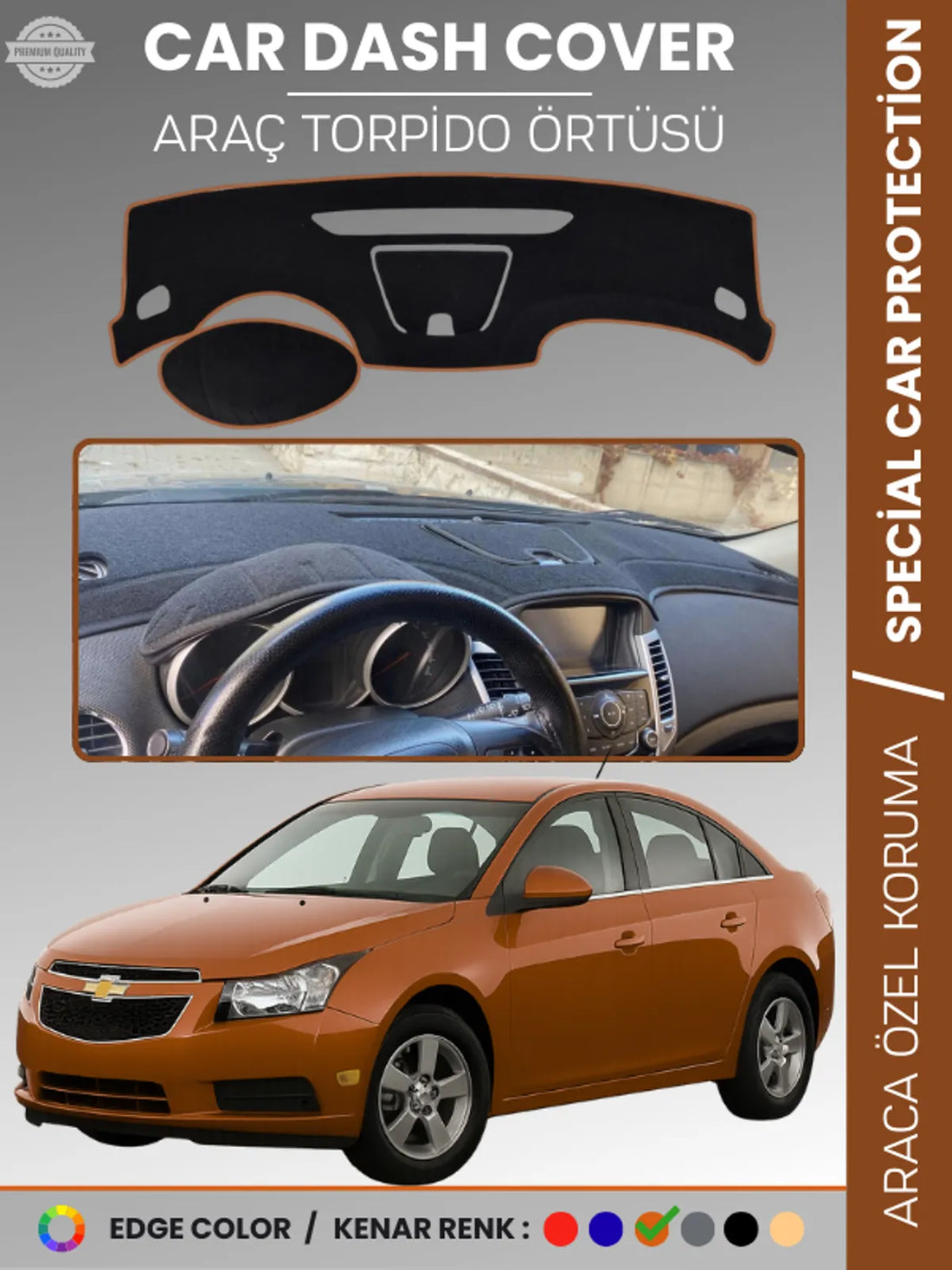 CHEVROLET Cruze (2008-2011) Uyumlu Torpido Örtüsü Araca Özel Ön Göğüs Koruma