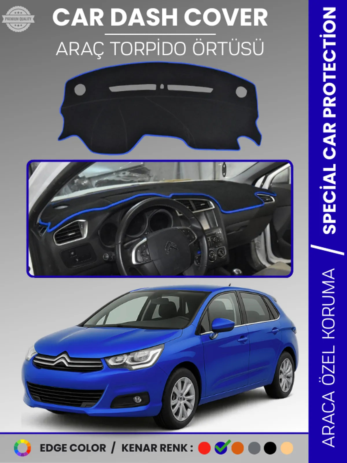 CITROEN C4 (2005-2020) Uyumlu Torpido Örtüsü Araca Özel Ön Göğüs Koruma