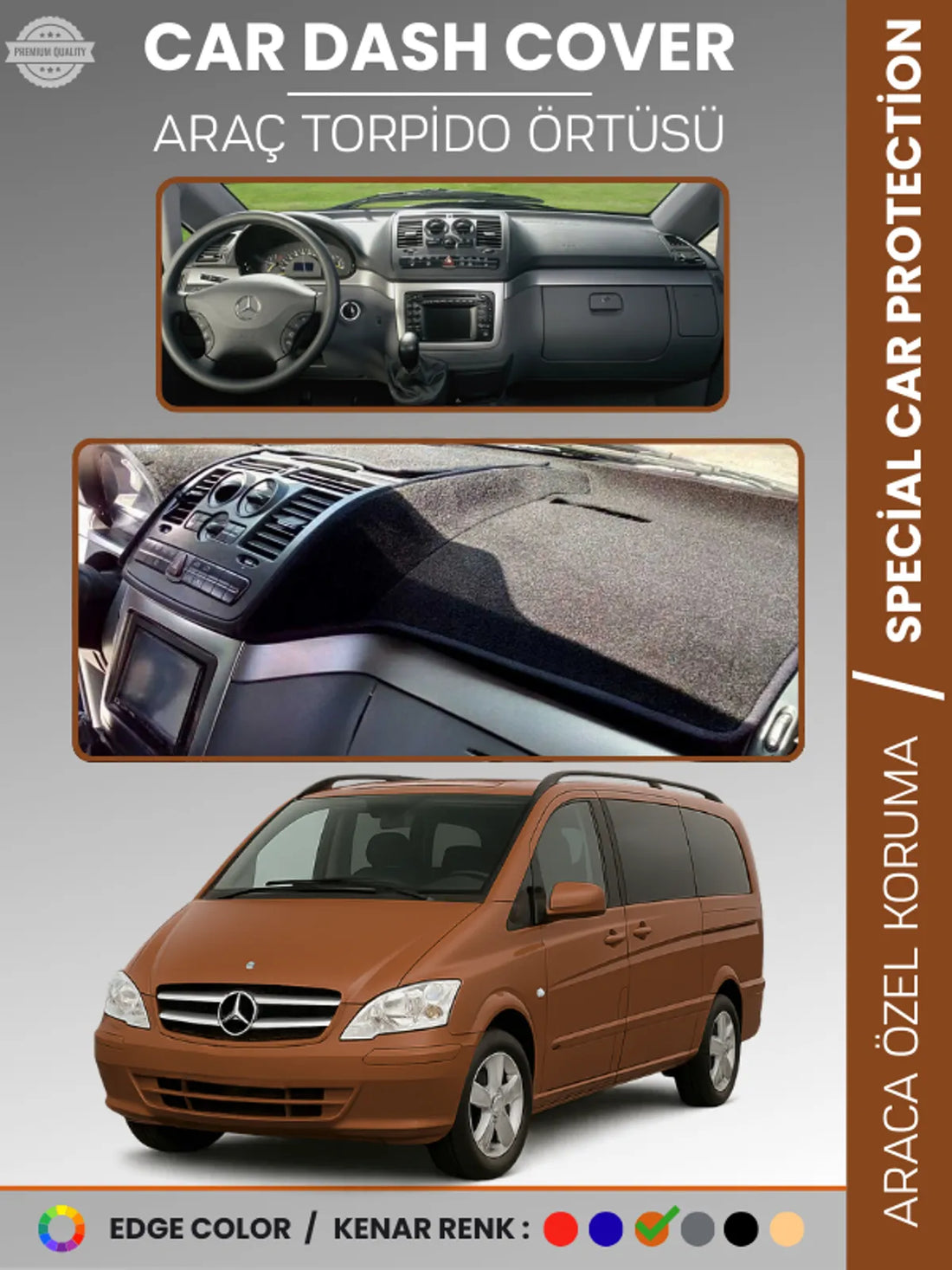 MERCEDES VITO / VIANO W639 (2003-2014) Uyumlu Torpido Örtüsü Araca Özel Ön Göğüs Koruma