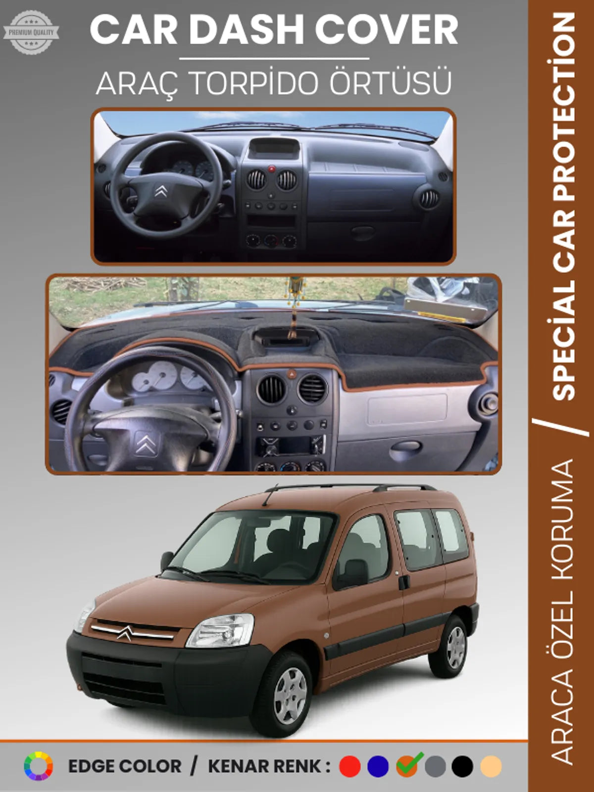 CITROEN BERLİNGO (1996-2006) Uyumlu Torpido Örtüsü Araca Özel Ön Göğüs Koruma