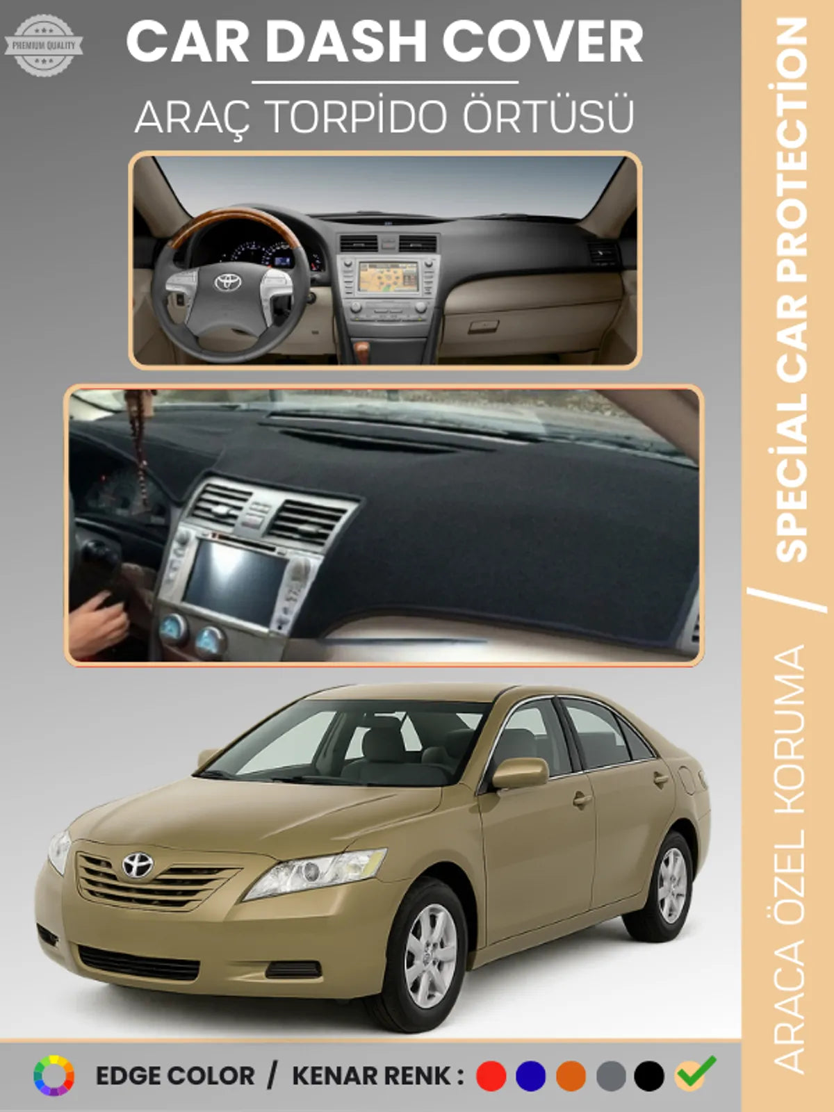 TOYOTA CAMRY (2006-2012) Uyumlu Torpido Örtüsü Araca Özel Ön Göğüs Koruma