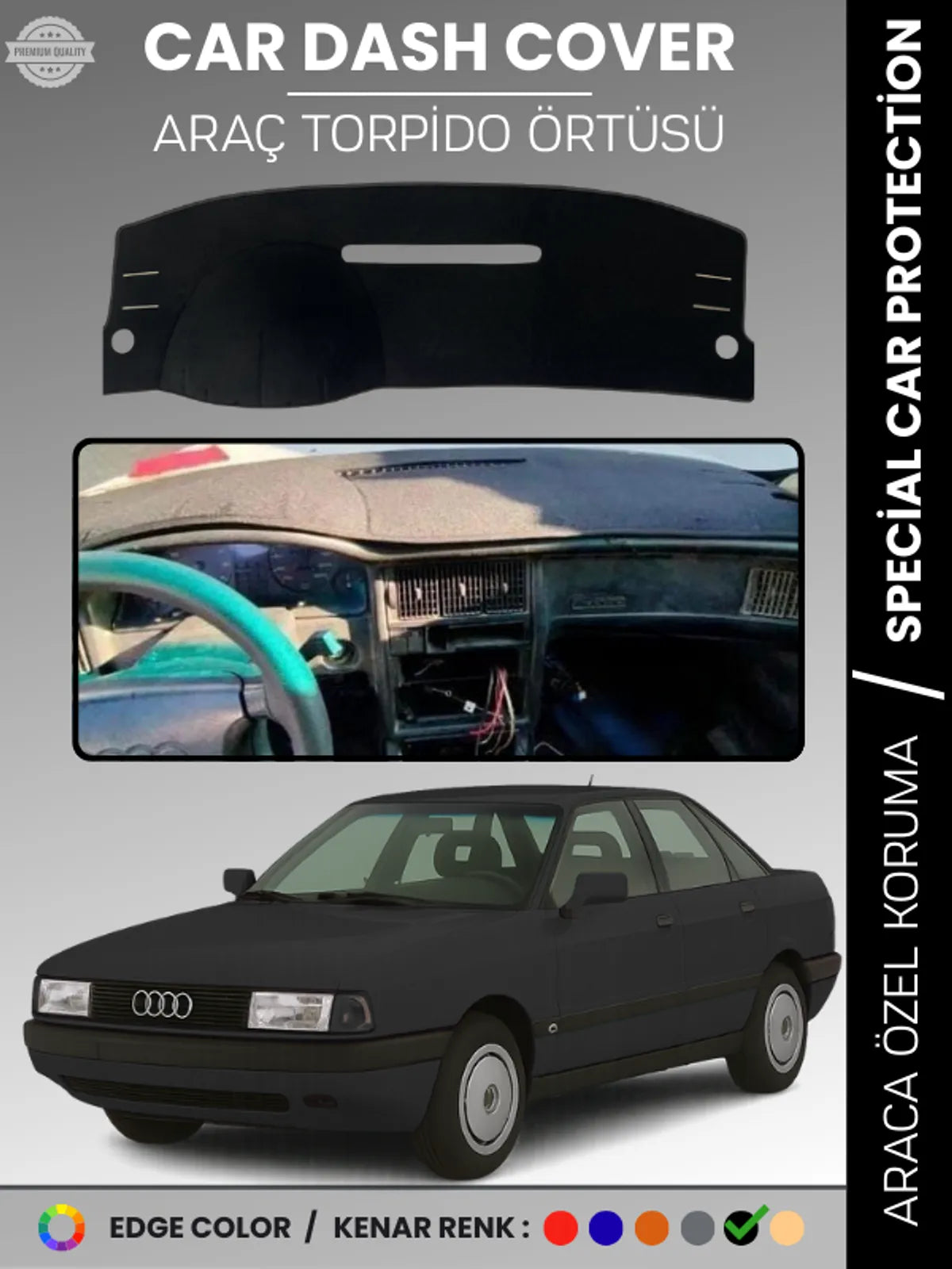 AUDİ 80 (1986-1996) Uyumlu Torpido Örtüsü Araca Özel Ön Göğüs Koruma