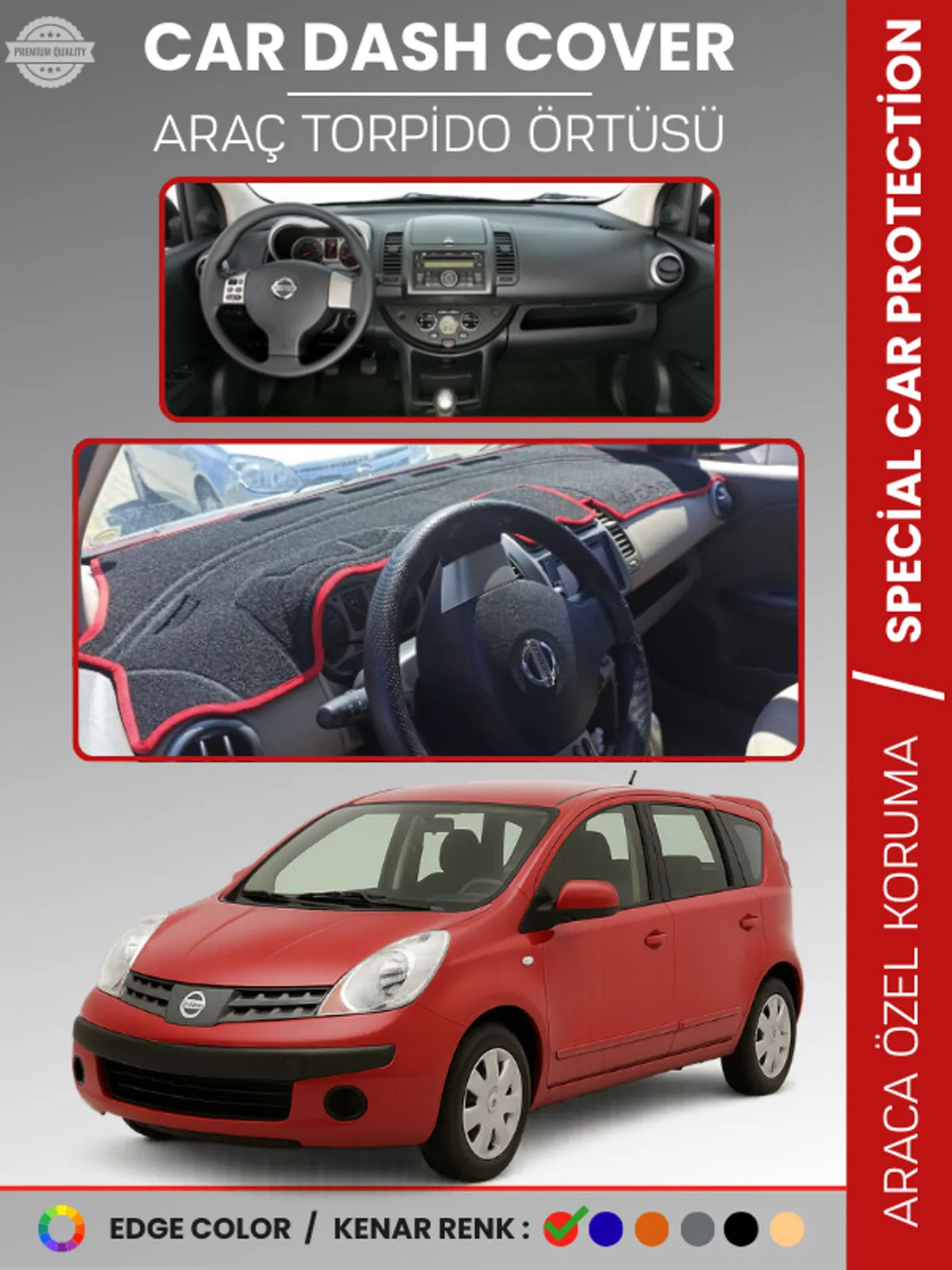 NİSSAN NOTE E11 (2005-2009) Uyumlu Torpido Örtüsü Araca Özel Ön Göğüs Koruma