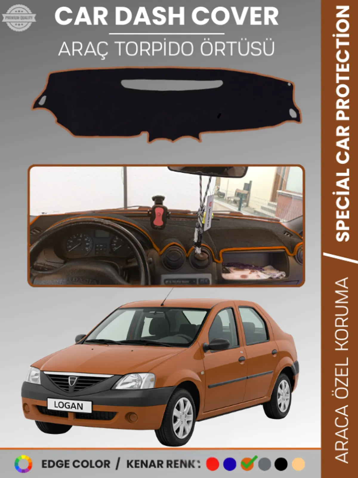 DACIA LOGAN 1 (2004-2012) Uyumlu Torpido Örtüsü Araca Özel Ön Göğüs Koruma