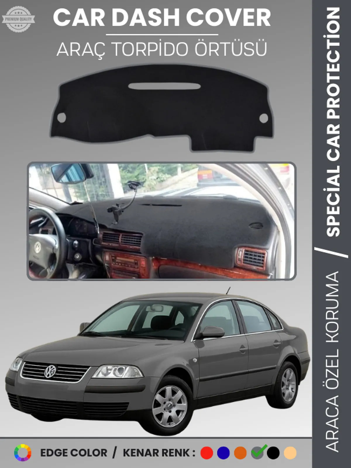 VOLKSWAGEN PASSAT B5 (1996-2005) Uyumlu Torpido Örtüsü Araca Özel Ön Göğüs Koruma