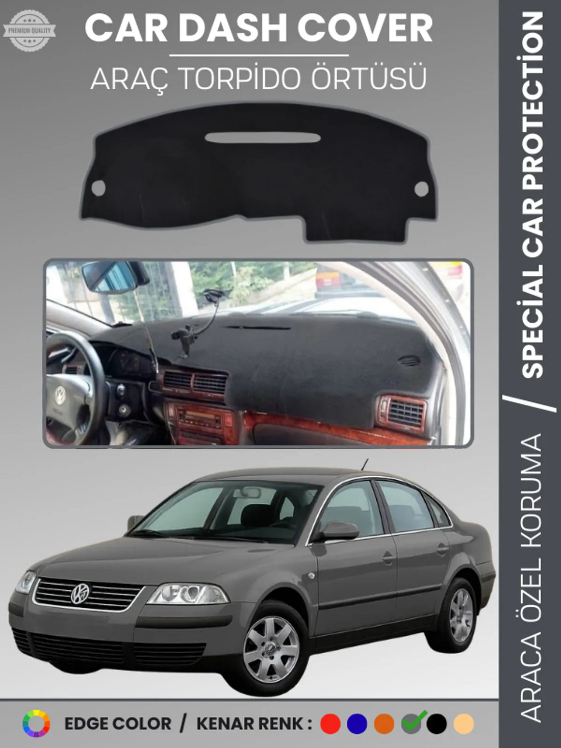 VOLKSWAGEN PASSAT B5 (1996-2005) Uyumlu Torpido Örtüsü Araca Özel Ön Göğüs Koruma