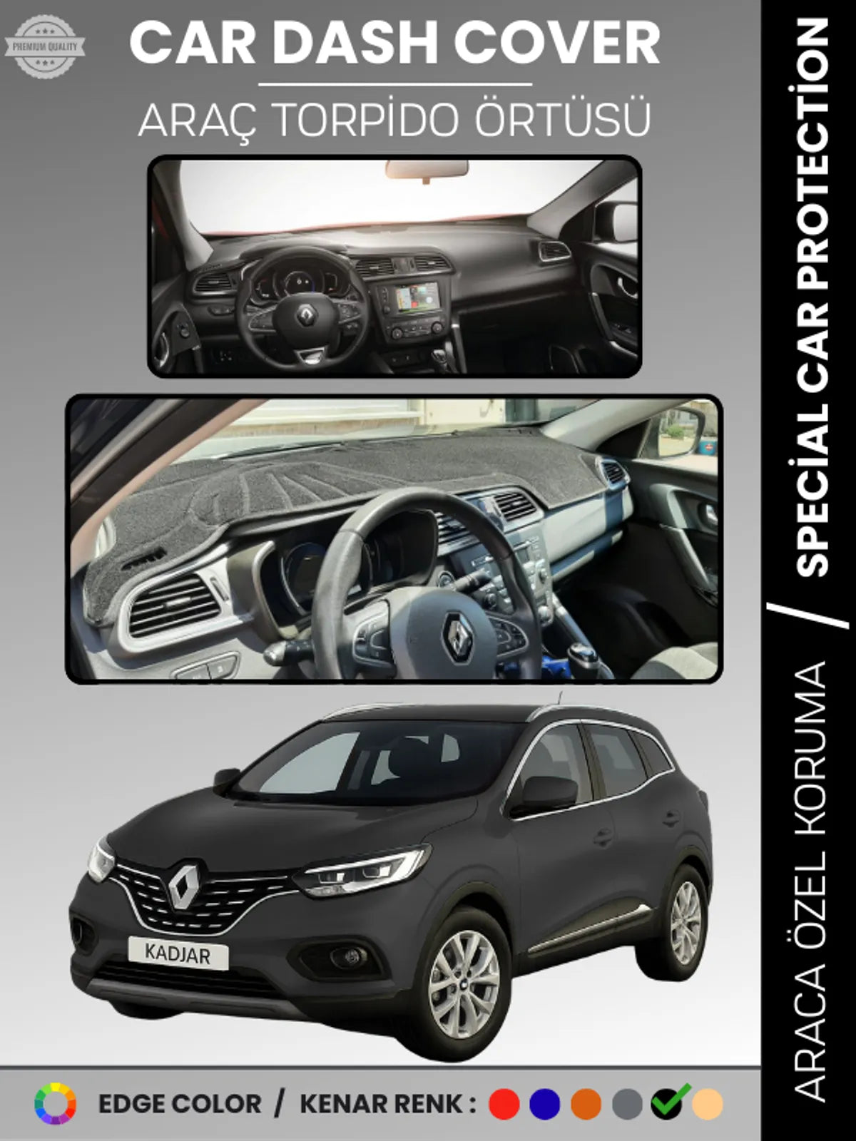RENAULT KADJAR (2015-2022) Uyumlu Torpido Örtüsü Araca Özel Ön Göğüs Koruma
