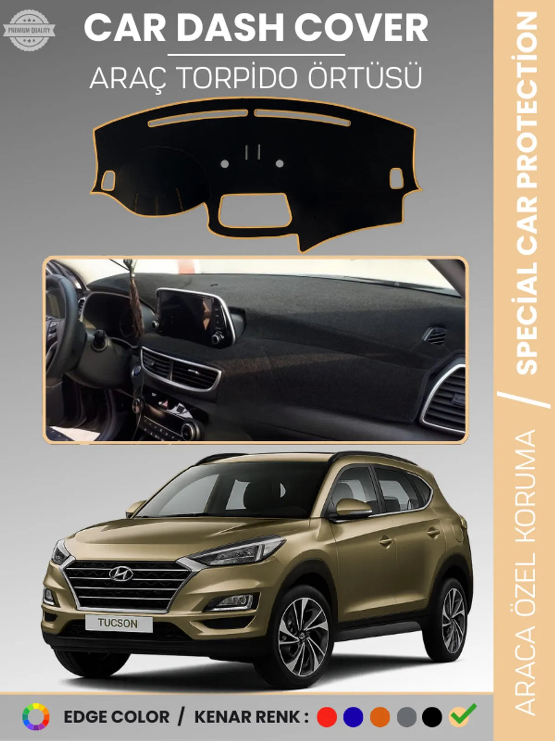 HYUNDAİ TUCSON (2018+) Uyumlu Torpido Örtüsü Araca Özel Ön Göğüs Koruma