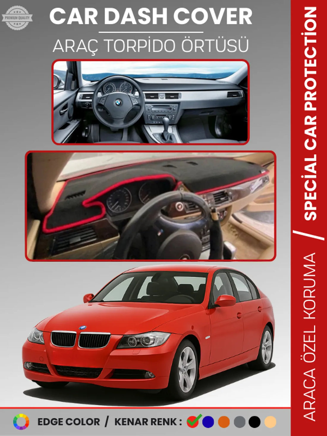 Bmw E90 (2006-2010) Uyumlu Torpido Örtüsü Araca Özel Ön Göğüs Koruma