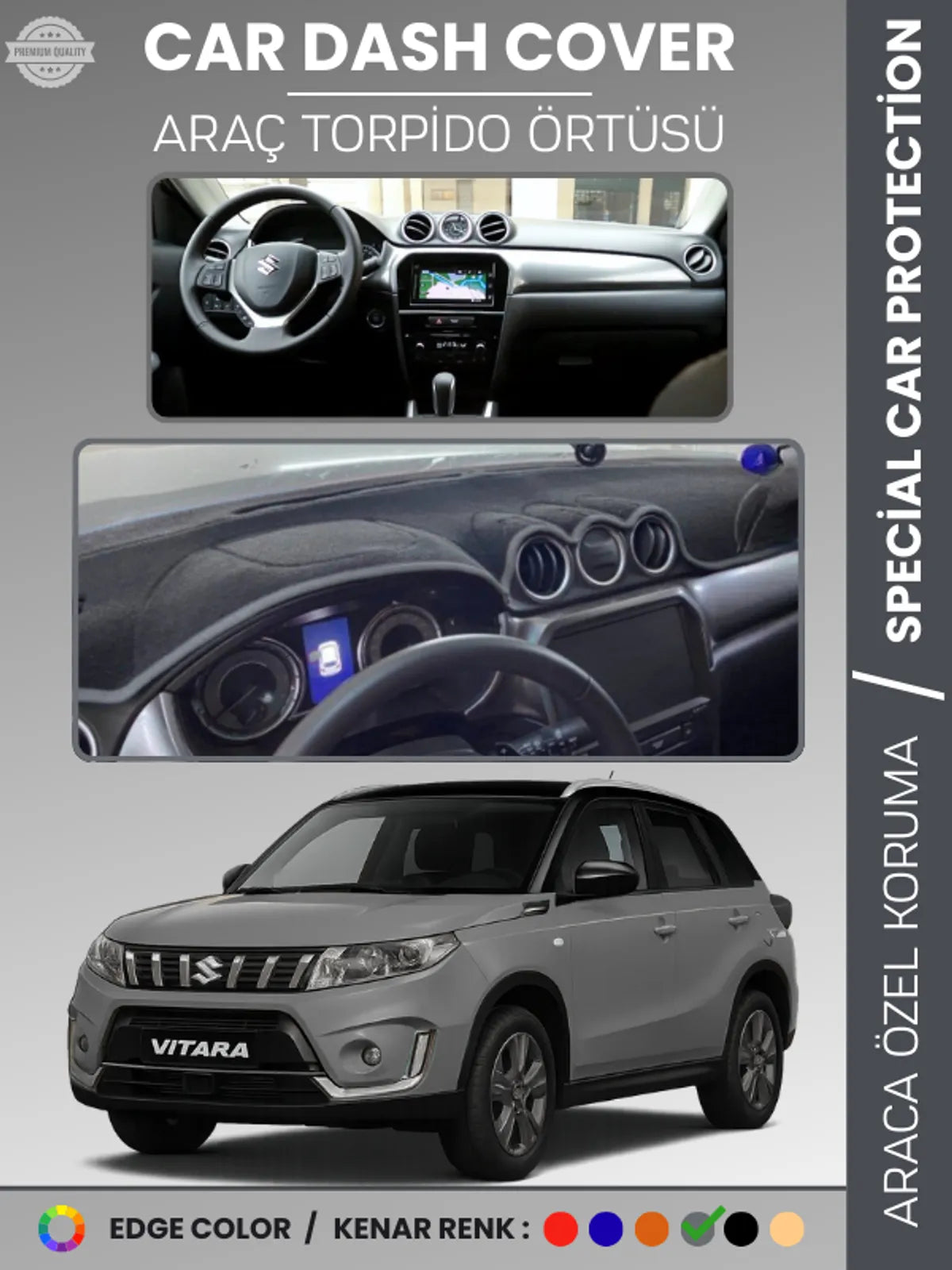 SUZUKİ GRAND VİTARA (2014-2021) Uyumlu Torpido Örtüsü Araca Özel Ön Göğüs Koruma