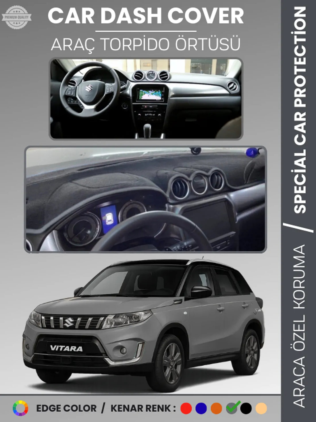 SUZUKİ GRAND VİTARA (2014-2021) Uyumlu Torpido Örtüsü Araca Özel Ön Göğüs Koruma