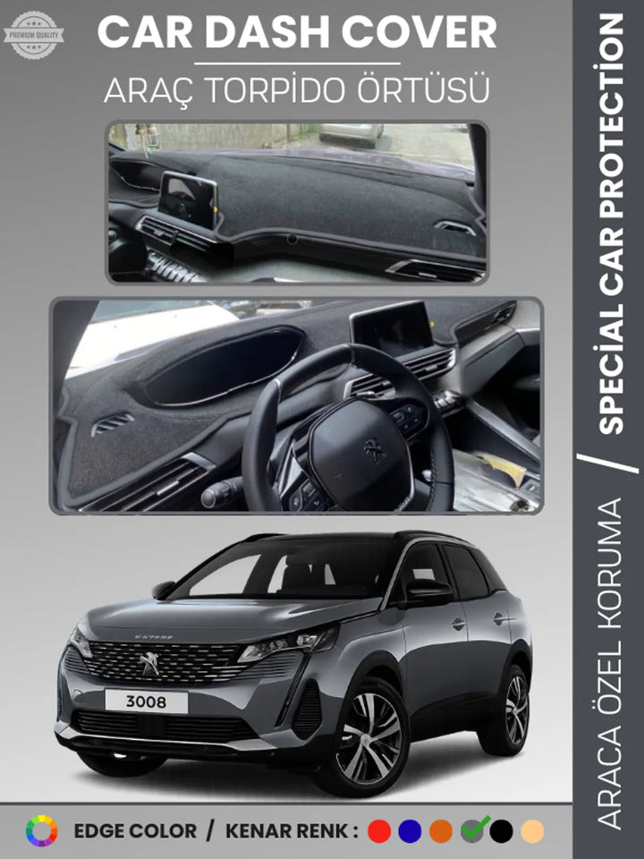 PEUGEOT 3008 EKRANLI (2021+) Uyumlu Torpido Örtüsü Araca Özel Ön Göğüs Koruma