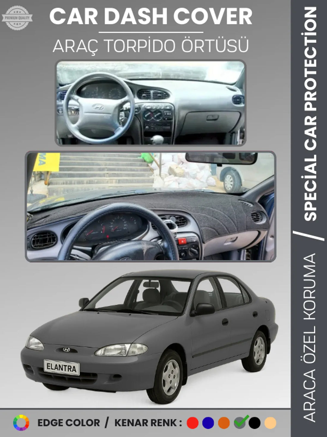 HYUNDAİ ELANTRA (1995-2000) Uyumlu Torpido Örtüsü Araca Özel Ön Göğüs Koruma